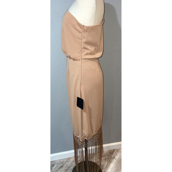 Lulu's Love at Dusk Women’s One-Shoulder Asymmetrical Fringe Midi Dress size M - Picture 7 of 11